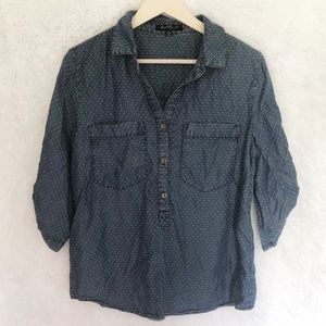 {Velvet Heart} Polka Dot 3/4 Sleeve Chambray